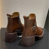 ショートブーツ レディース 本革 通販 レザーブーツ チャンキーブーツ ハイヒール チャンキーヒール 靴 ブーツ 歩きやすい 履きやすい ファスナー サイドジップ ショート レザー 紐なし