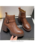 ショートブーツ レディース 本革 通販 レザーブーツ チャンキーブーツ ハイヒール チャンキーヒール 靴 ブーツ 歩きやすい 履きやすい ファスナー サイドジップ ショート レザー 紐なし