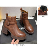 ショートブーツ レディース 本革 通販 レザーブーツ チャンキーブーツ ハイヒール チャンキーヒール 靴 ブーツ 歩きやすい 履きやすい ファスナー サイドジップ ショート レザー 紐なし