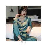 パジャマ 上下セット レディース 長袖 通販 寝間着 寝巻き 寝巻 部屋着 ルームウエア ルームウェア 上下 セット パンツ ズボン レースリボン 薄い シンプル 薄手 肌触りが良い 春 秋 夏