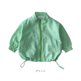 ウインドブレーカー キッズ 通販 子供服 男の子 女の子 上着 フードなし チェック柄 ギンガムチェック 子供 子ども 軽量 軽い コンパクト 保育園 幼稚園 通園 通学 携帯 持ち運び