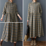 シャツワンピース ロング 通販 ロングワンピース シャツワンピ チェック柄 ワンピース レディース ワンピ シャツ 長袖 ロング丈 フレア 春 秋 冬 ゆったり 体型カバー 大きいサイズ