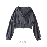 パーカー レディース 冬 通販 ジップアップパーカー ジップパーカー 長袖 厚手 羽織り トップス 無地 短丈 秋 アウター 可愛い おしゃれ かわいい カジュアル ジップアップ シンプル