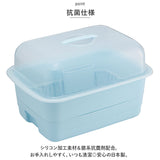 水切りかご プラスチック 通販 H＆H ディッシュドレイナー M 水切りカゴ 水切り籠 水切りラック 水切りバスケット 水切りトレー 大容量 フード付き 蓋付き カバー付き 皿 収納 キッチン