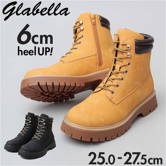 glabella グラベラ ブーツ メンズ glbb308 通販 ワークブーツ レースアップブーツ メンズブーツ カジュアルブーツ 厚底ブーツ ショートブーツ 厚底 シューレース 厚み レースアップ