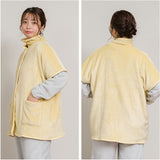 ブランケットローブ ショート丈 通販 ローブ ブランケット レディース 前開き フロントボタン ルームウェア 暖かい ふわふわ もこもこ 防寒 羽織 あったか リラックス 部屋着 寒さ防止