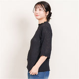 tシャツ レディース 半袖 通販 5分袖Tシャツ レディースTシャツ リブTシャツ プルオーバー ストレッチレース 動きやすい 伸縮性レース素材 オシャレ かわいい シンプル トップス