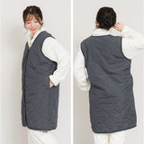 キルティングベスト レディース 通販 ジレ ロングジレ 前開き フロントボタン ノースリーブ おしゃれ ロングベスト ロング丈 撥水 はっ水 トップス かわいい カジュアル 暖かい 防寒