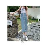 デニムスカート ロング 通販 ロングスカート スカート デニム ボトムス ミモレ丈 ロング丈 デニムスカート スリット ストレート ひざ下 膝下 シンプル 無地 通勤 通学 お出かけ