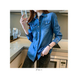 デニムシャツ レディース 長袖 通販 デニム シャツ 長袖シャツ ウエスタンシャツ ウエスタンデニム ボタン デザイン エレガント シンプル カジュアル おしゃれ 春 夏 秋 冬