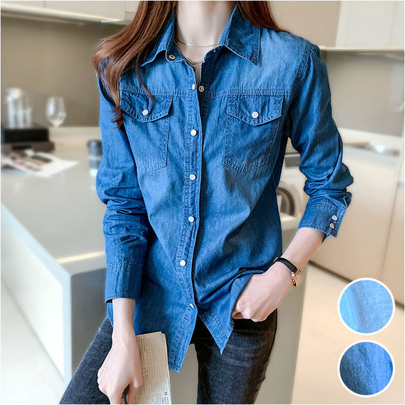 デニムシャツ レディース 長袖 通販 デニム シャツ 長袖シャツ ウエスタンシャツ ウエスタンデニム ボタン デザイン エレガント シンプル カジュアル おしゃれ 春 夏 秋 冬