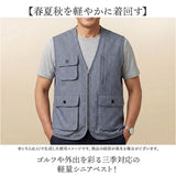 シニア メンズ ベスト 通販 6ポケットベスト 麻混 ジレ ブランド 紳士 50代 60代 70代 80代 男性 トップス 春 夏 秋 紳士服 ゴルフ きれいめ メンズシニア 男性用 洗濯 オシャレ お洒落