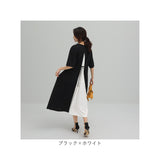 レイヤード風 ワンピース 通販 ロングワンピース フレアワンピース ロング ワンピ Tシャツワンピース レディース ロング丈 重ね着風 体型カバー バックスリット 通勤 春夏 シンプル