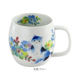 セラミック藍 マグカップ 通販 日本製 マグ カップ 美濃焼 磁器 湯呑み コップ 和食器 食器 にゃん屋 花猫 ネコ ねこ ギフト 贈り物 誕生日 家族 結婚記念日 夫婦 お揃い 古希 還暦祝い