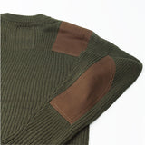 メンズ ニット セーター 通販 ミリタリーセーター コマンドセーター HOUSTON ヒューストン クルーネック ミリタリー トップス 長袖 秋 冬 当て布 ウール アクリル 秋冬 ギフト 贈り物