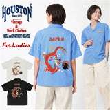 ヒューストン シャツ 通販 HOUSTON スーベニアシャツ 半袖シャツ 半袖 ミリタリーシャツ 襟シャツ アメカジ ミリタリー ワークシャツ 衿付き 襟付き レディースシャツ 作業服 羽織り
