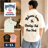 ヒューストン ボウリングシャツ 通販 HOUSTON ボウリング シャツ 半袖シャツ 半袖 ボーリングシャツ アメカジ 開襟 襟シャツ 刺繍 スカシャツ 衿付き 襟付き メンズシャツ 作業服 羽織り