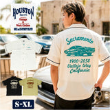 ヒューストン ボウリングシャツ 通販 HOUSTON ボウリング シャツ 半袖シャツ 半袖 ボーリングシャツ アメカジ 襟シャツ 刺繍 開襟 衿付き 襟付き メンズシャツ 作業服 羽織り トップス