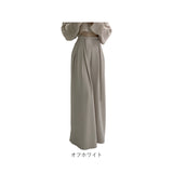 タックワイドパンツ レディース 通販 ハイウエストパンツ ウエストリボン ロング丈パンツ きれいめカジュアル オフィスカジュアル 体型カバーパンツ 女子 美脚ワイドパンツ
