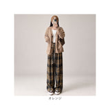 イージーパンツ レディース 通販 ワイドパンツ ワイドストレート ウエストゴム リラックスパンツ チェック柄 ワンマイルウェア ルームウェア ロングパンツ ストレートパンツ ゆったり