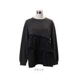 Tシャツ 長袖 レディース アシンメトリー 通販 tシャツ レディースTシャツ プルオーバー フリル クルーネック トップス 高見え カジュアル オフィスカジュアル 大人 上品 かわいい 可愛い