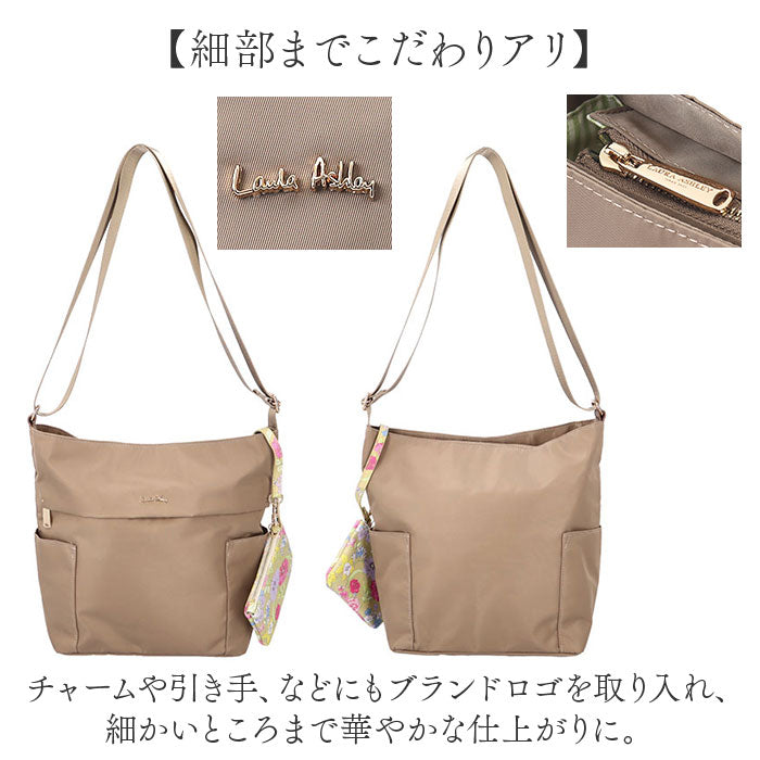 LAURA ASHLEY ローラアシュレイ 縦型 ショルダーバッグ ILNL-03 通販 ショルダーバック ショルダー 肩掛け 斜めかけ 縦型ショルダー 軽い 軽量 はっ水 撥水 ナイロン ポケット たくさん