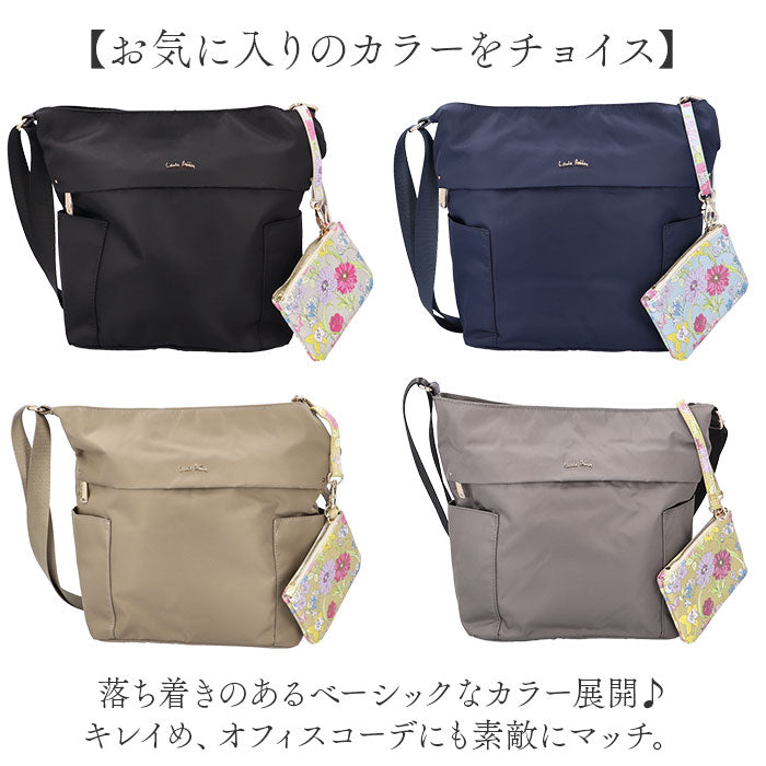 LAURA ASHLEY ローラアシュレイ 縦型 ショルダーバッグ ILNL-03 通販 ショルダーバック ショルダー 肩掛け 斜めかけ 縦型ショルダー 軽い 軽量 はっ水 撥水 ナイロン ポケット たくさん