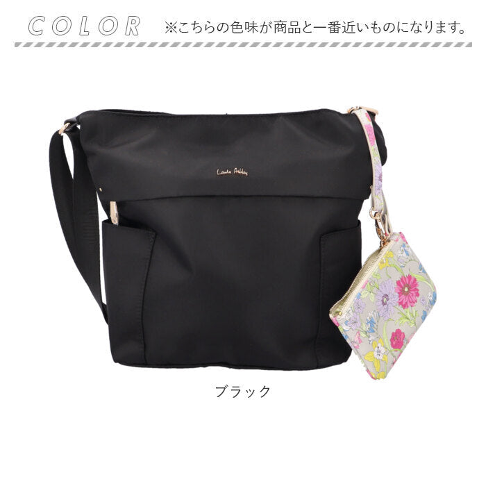 LAURA ASHLEY ローラアシュレイ 縦型 ショルダーバッグ ILNL-03 通販 ショルダーバック ショルダー 肩掛け 斜めかけ 縦型ショルダー 軽い 軽量 はっ水 撥水 ナイロン ポケット たくさん