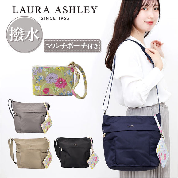 LAURA ASHLEY ローラアシュレイ 縦型 ショルダーバッグ ILNL-03 通販 ショルダーバック ショルダー 肩掛け 斜めかけ 縦型ショルダー 軽い 軽量 はっ水 撥水 ナイロン ポケット たくさん