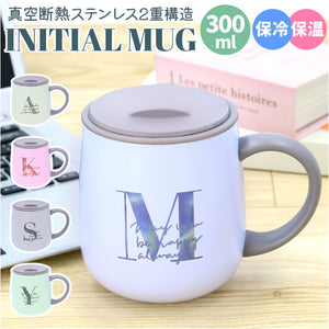 ステンレスマグカップ おしゃれ 通販 ステンレスマグ マグカップ コップ カップ ふた付き 蓋付き 300ml 保温保冷 イニシャル デスクワーク お茶 コーヒー 紅茶 白湯 ティータイム ランチ