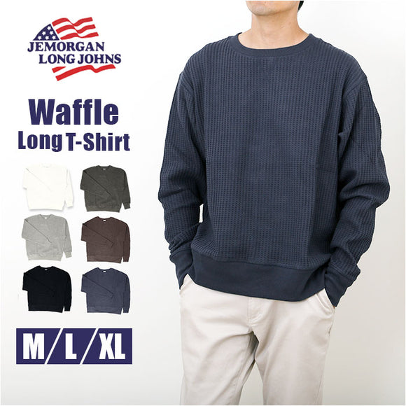 JEMORGAN ワッフル JD042-52S ジェーイーモーガン 通販 長袖Tシャツ ロンT カットソー Tシャツ ロングスリーブTシャツ トップス メンズ ワッフル生地 クルーネック 秋冬 春秋