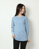 ロングtシャツ レディース 長袖 通販 JEMORGAN ジェーイーモーガン 長袖Tシャツ 花柄 ワッフル素材 カットソー トップス オシャレ お洒落 かわいい リラックスウェア カジュアル