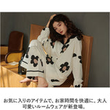 パジャマ ルームウェア レディース 上下セット 通販 寝巻 寝間着 寝巻き 部屋着 ルームウエア ズボン 長ズボン 上下 セット 長袖 ゆったり 折り襟 襟 大きいサイズ 前開き 暖かい