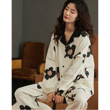 パジャマ ルームウェア レディース 上下セット 通販 寝巻 寝間着 寝巻き 部屋着 ルームウエア ズボン 長ズボン 上下 セット 長袖 ゆったり 折り襟 襟 大きいサイズ 前開き 暖かい