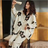 パジャマ ルームウェア レディース 上下セット 通販 寝巻 寝間着 寝巻き 部屋着 ルームウエア ズボン 長ズボン 上下 セット 長袖 ゆったり 折り襟 襟 大きいサイズ 前開き 暖かい