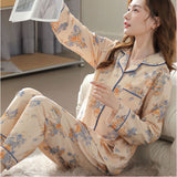 パジャマ ルームウェア レディース 上下セット 通販 寝巻 寝間着 寝巻き 部屋着 ルームウエア ズボン 長ズボン 上下 セット 長袖 ゆったり 折り襟 襟 大きいサイズ 前開き 暖かい