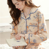 パジャマ ルームウェア レディース 上下セット 通販 寝巻 寝間着 寝巻き 部屋着 ルームウエア ズボン 長ズボン 上下 セット 長袖 ゆったり 折り襟 襟 大きいサイズ 前開き 暖かい