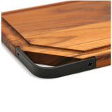 まな板 木製 通販 プレート 角 カッティングボード まないた サービングプレート おしゃれ ナチュラル アウトドア 木 チーク 取っ手 アイアン 盛り付け 四角 角皿 Plate iron handle