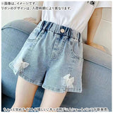 デニムショートパンツスカート 通販 パンツ ショートパンツ 短パン 子供服 こども服 子ども服 子供 女の子 ボトムス プリーツ 花 ポケット付き 通園 通学 お出かけ 外出 カジュアル