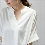 シャツ ブラウス レディース 五分袖 通販 チュニック ドルマンシャツ ロングシャツ 無地シャツ レディースシャツ ロング ドルマン vネック お尻が隠れる オーバーサイズ 無地 5分袖
