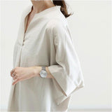 シャツ ブラウス レディース 五分袖 通販 チュニック ドルマンシャツ ロングシャツ 無地シャツ レディースシャツ ロング ドルマン vネック お尻が隠れる オーバーサイズ 無地 5分袖