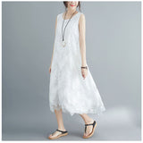 マキシワンピース ノースリーブ 通販 ワンピース ワンピ ロング丈 ミモレ丈 Uネック ラウンドネック フレア 無地 シンプル きれいめ 上品 ゆったり カジュアル レース 花柄 Aライン