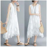 マキシワンピース ノースリーブ 通販 ワンピース ワンピ ロング丈 ミモレ丈 Uネック ラウンドネック フレア 無地 シンプル きれいめ 上品 ゆったり カジュアル レース 花柄 Aライン