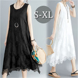 マキシワンピース ノースリーブ 通販 ワンピース ワンピ ロング丈 ミモレ丈 Uネック ラウンドネック フレア 無地 シンプル きれいめ 上品 ゆったり カジュアル レース 花柄 Aライン