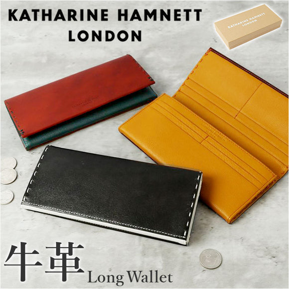 katharine hamnett キャサリン ハムネット 長財布 本革 通販 財布 お財布 さいふ ウォレット 革 レザー 大容量 薄い お札 小銭 コイン カード かぶせ かぶせ型 ブランド メンズ