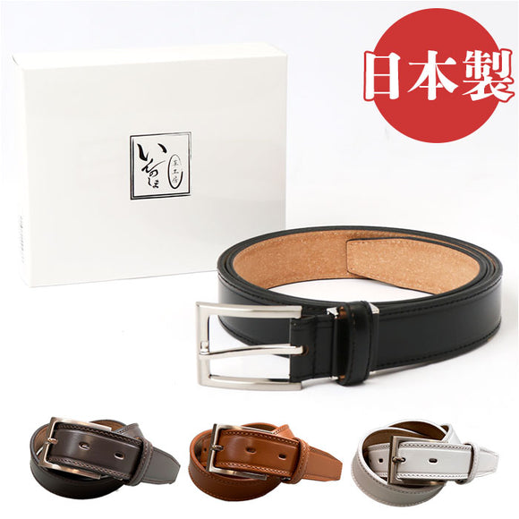 ベルト メンズ 通販 革工房いんのしま KIB501 メンズベルト 革ベルト レザーベルト 紳士ベルト 再生皮革 リサイクルレザー 幅 30mm W 100cm おしゃれ シンプル 日本製 父の日 贈り物