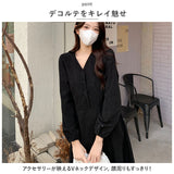 ワンピース 秋冬 きれいめ 通販 長袖 レディース ひざ丈ワンピ 体型カバー 春 秋 冬 かわいい 可愛い おしゃれ vネック ワンピ オフィス 通勤 大きいサイズ カジュアル 上品