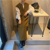 ワンピース ロング レディース きれいめ 通販 ロングワンピース ロングワンピ ワンピ ジャンパースカート ノースリーブ ジャンスカ Iライン 無地 レイヤード Vネック 深Vネック