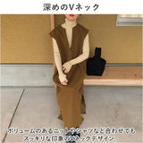 ワンピース ロング レディース きれいめ 通販 ロングワンピース ロングワンピ ワンピ ジャンパースカート ノースリーブ ジャンスカ Iライン 無地 レイヤード Vネック 深Vネック