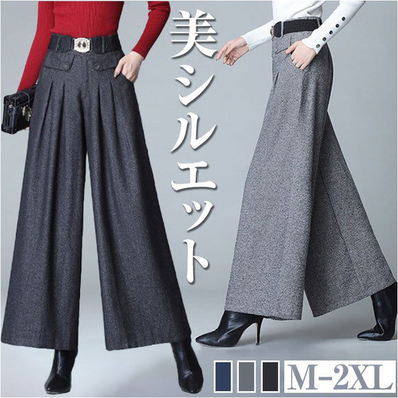 ワイドパンツ プリーツ レディース 通販 ガウチョパンツ ガウチョ パンツ ズボン ロング丈 ロング ハイウエスト ゆったり ルーズ 体型カバー シンプル 無地 きれいめ ボトムス カジュアル